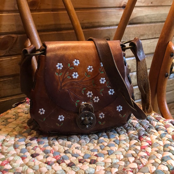 Leather by Canale Handbags - EUC 60-70’s Rare Leather by Canale Hippie Bag